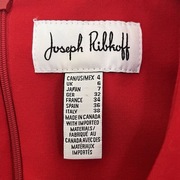 Joseph Ribkoff Tulip Sleeve Dress Womens 4 Bright Red Sheath Professional Career - Picture 6 of 10